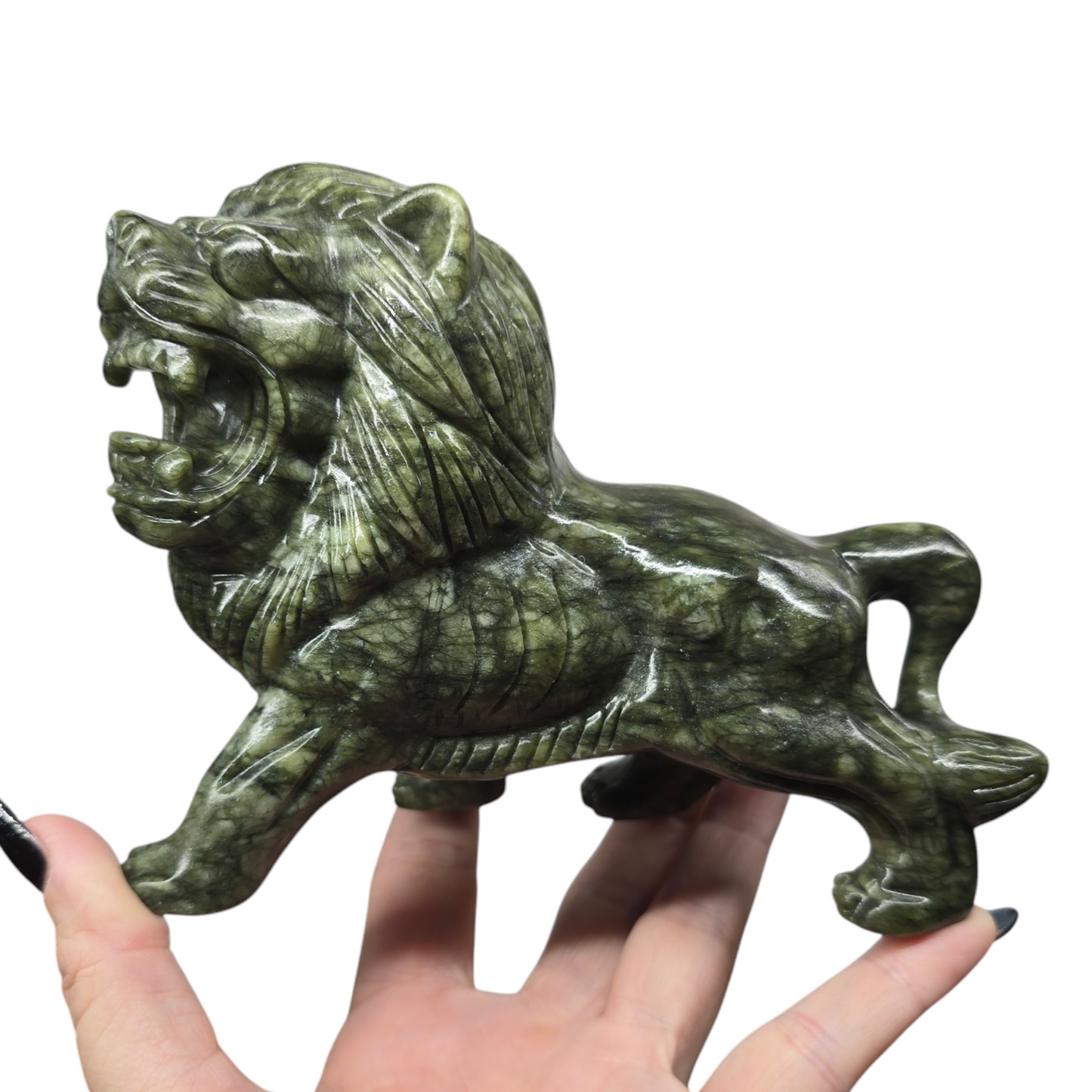 2.12lb Jade King Lion | Natural Crystal Carved & Polished Stone