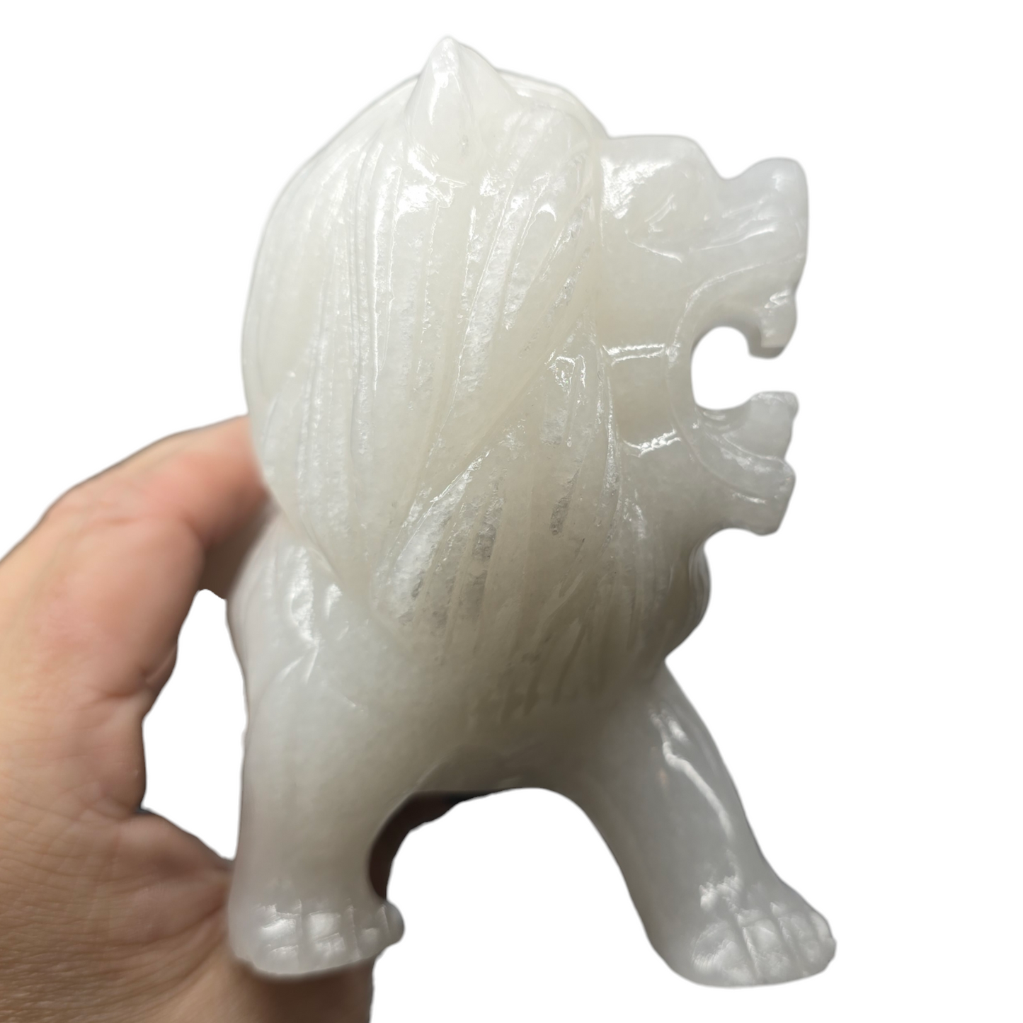 2.12lb Jade King Lion | Natural Crystal Carved & Polished Stone