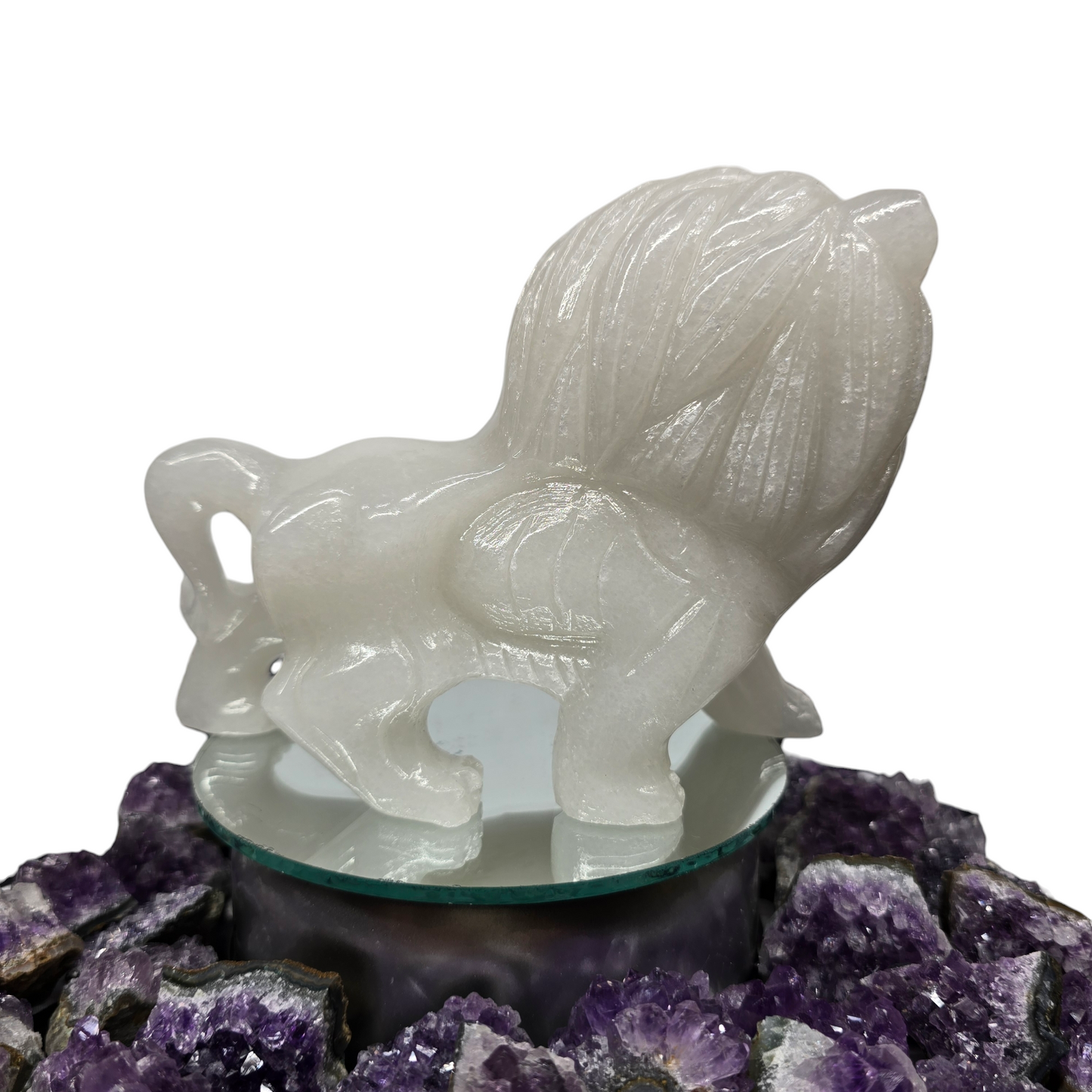 2.12lb Jade King Lion | Natural Crystal Carved & Polished Stone