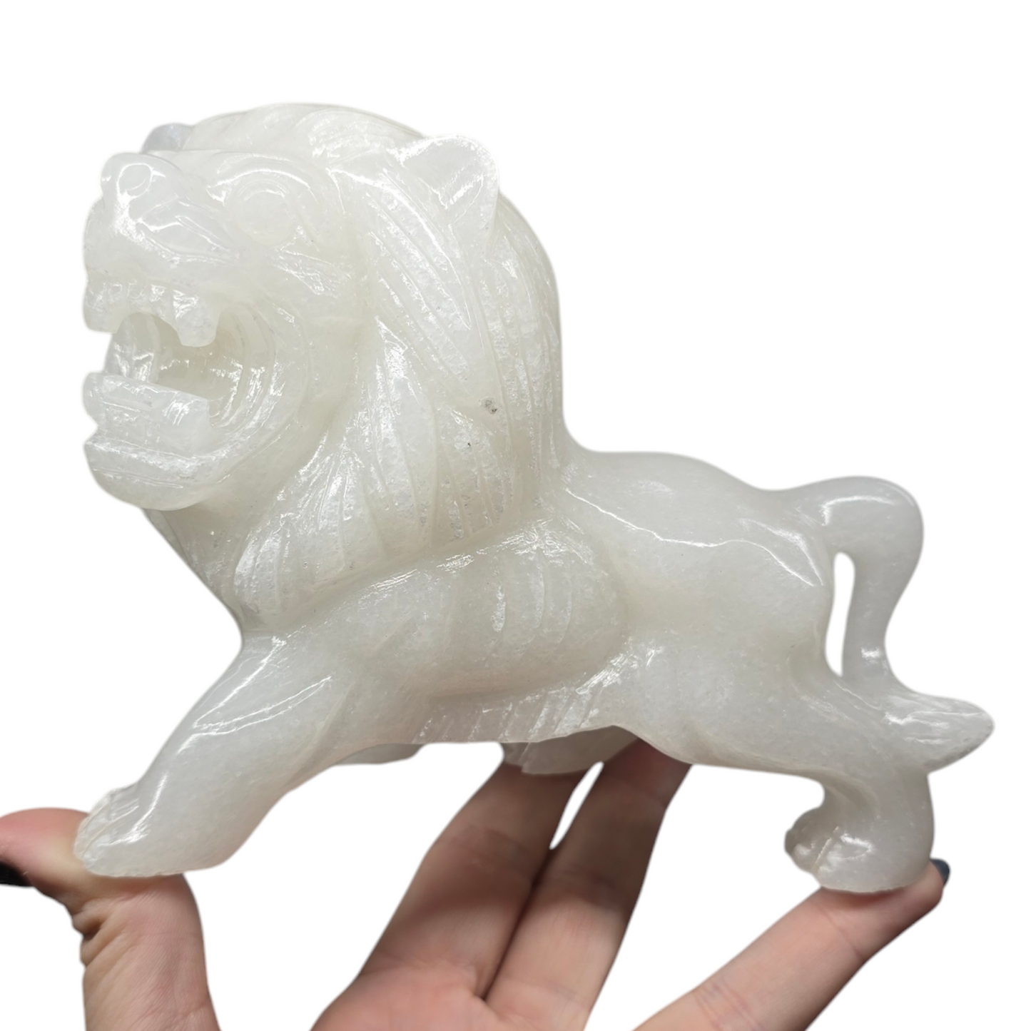 2.12lb Jade King Lion | Natural Crystal Carved & Polished Stone