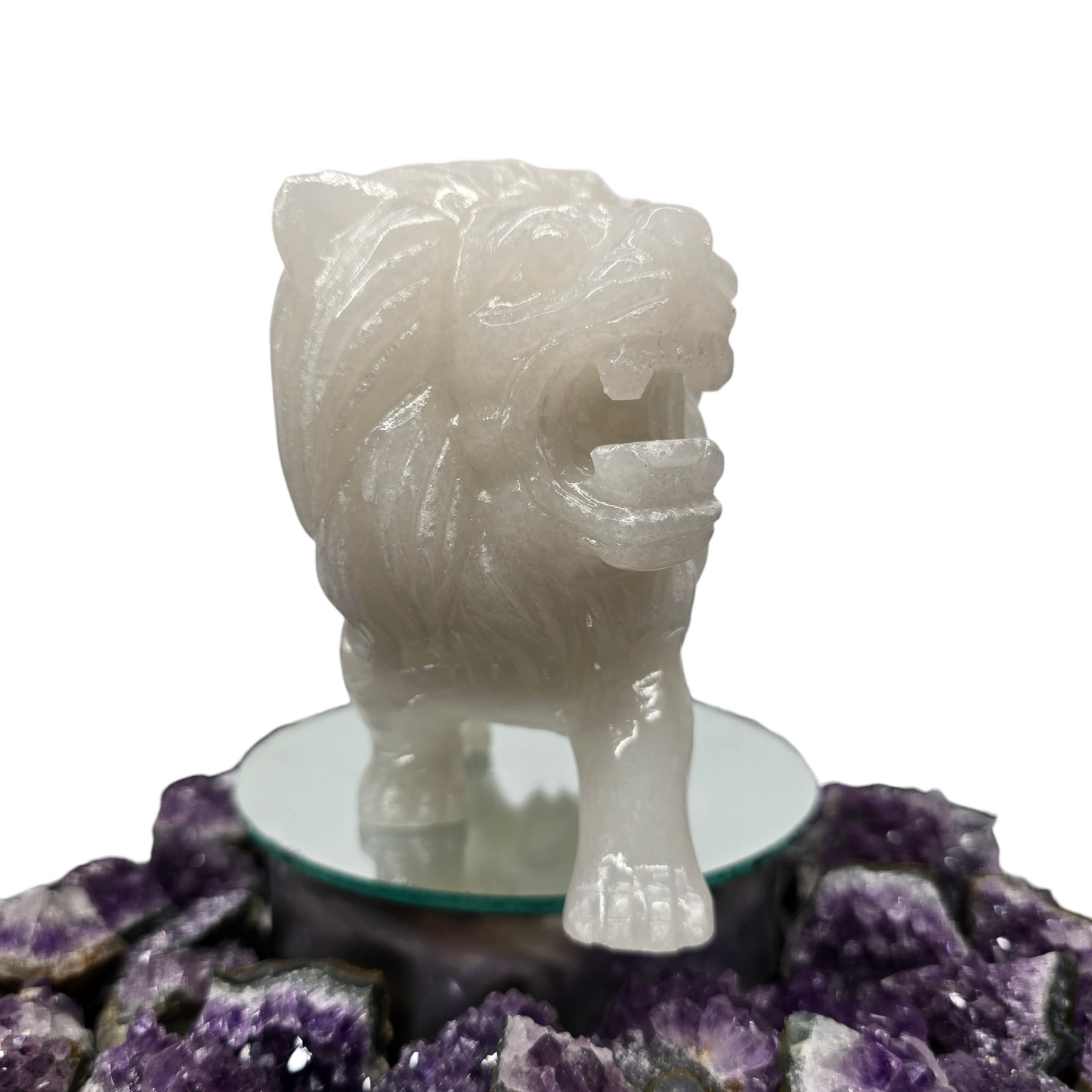 2.12lb Jade King Lion | Natural Crystal Carved & Polished Stone