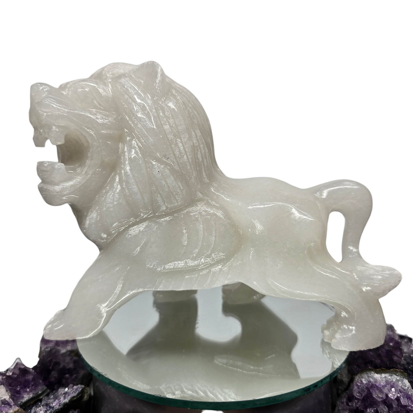 2.12lb Jade King Lion | Natural Crystal Carved & Polished Stone