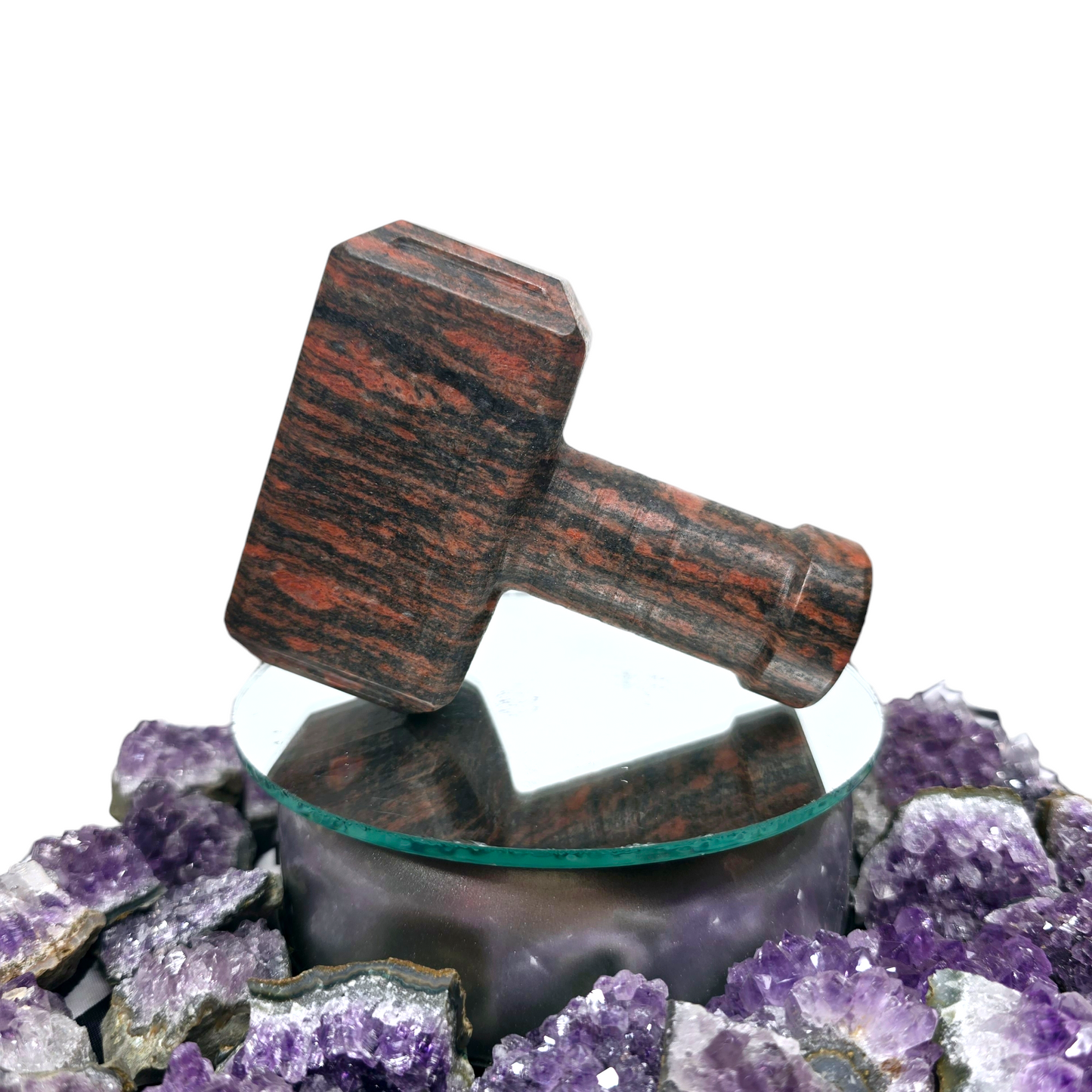 4.25" Mjolnir Thor Hammer | Natural Crystal Carved & Polished Stone