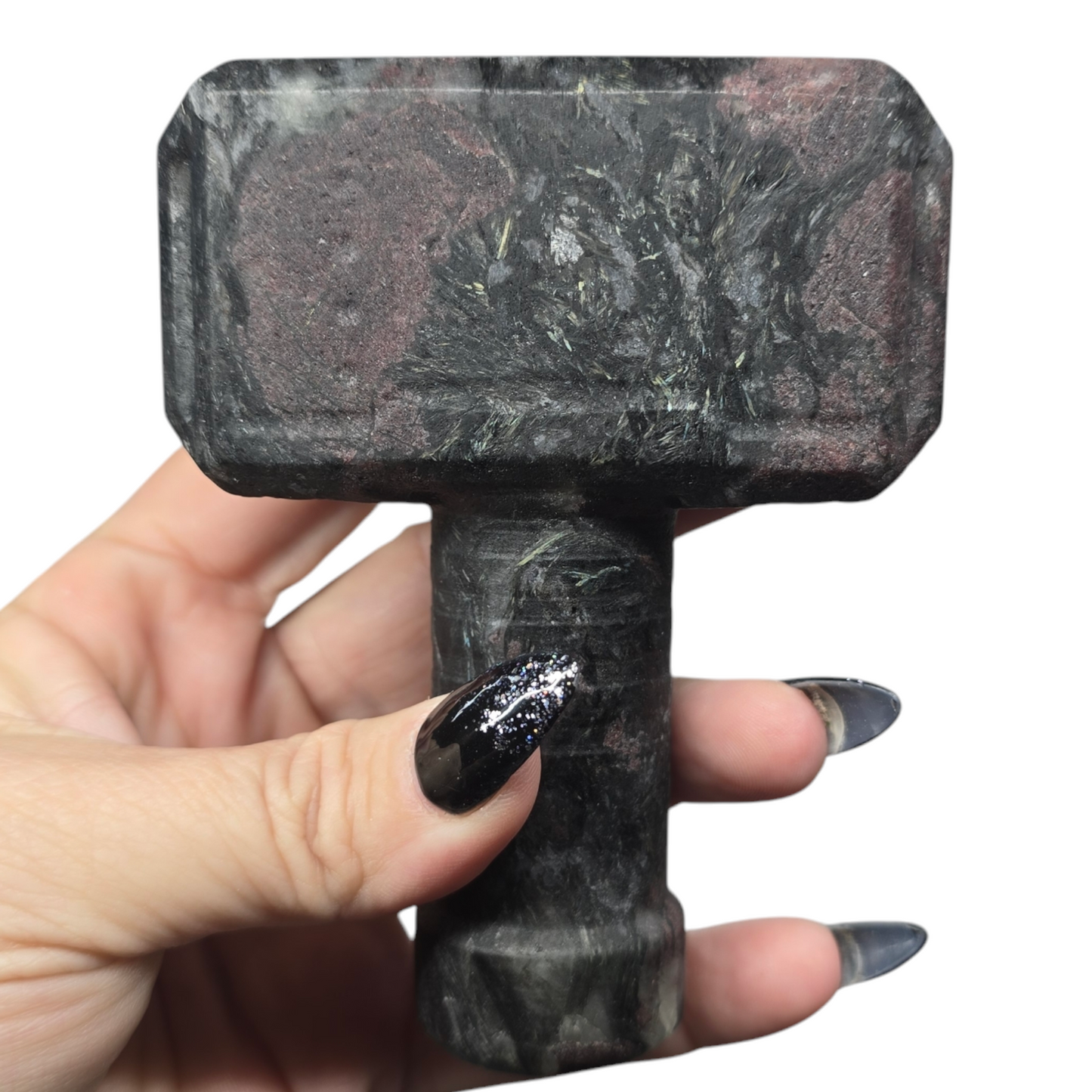 4.25" Mjolnir Thor Hammer | Natural Crystal Carved & Polished Stone