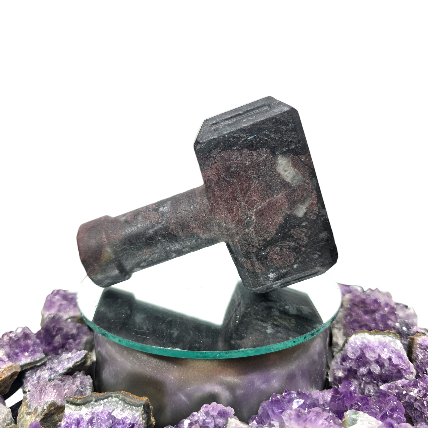 4.25" Mjolnir Thor Hammer | Natural Crystal Carved & Polished Stone