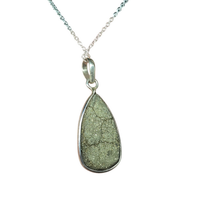 Pyrite Teardrop s925 Necklace | 18" Sterling Silver Chain