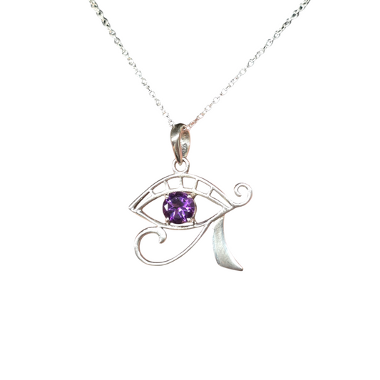 Eye of Ra Amethyst s925 Necklace | 18" Sterling Silver Chain