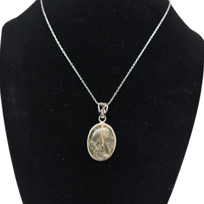 Golden Rutilated Quartz s925 Necklace | 18" Sterling Silver Chain