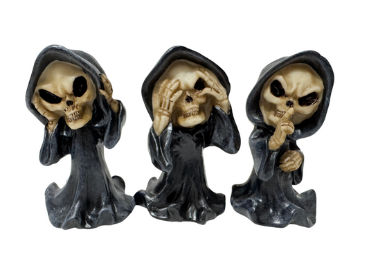 Grim Reaper Hear No, Speak No & See No Evil Figurine Set