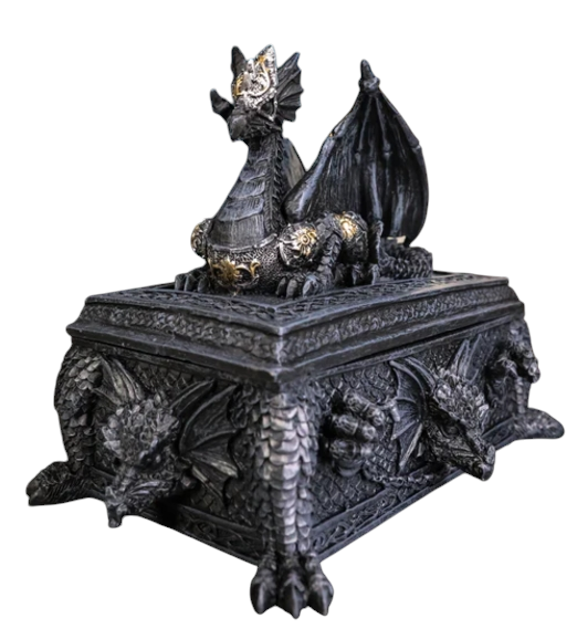 Celtic Knotwork Alchemy Dragon Guarding The Saint George Tomb Decorative Box 7"L