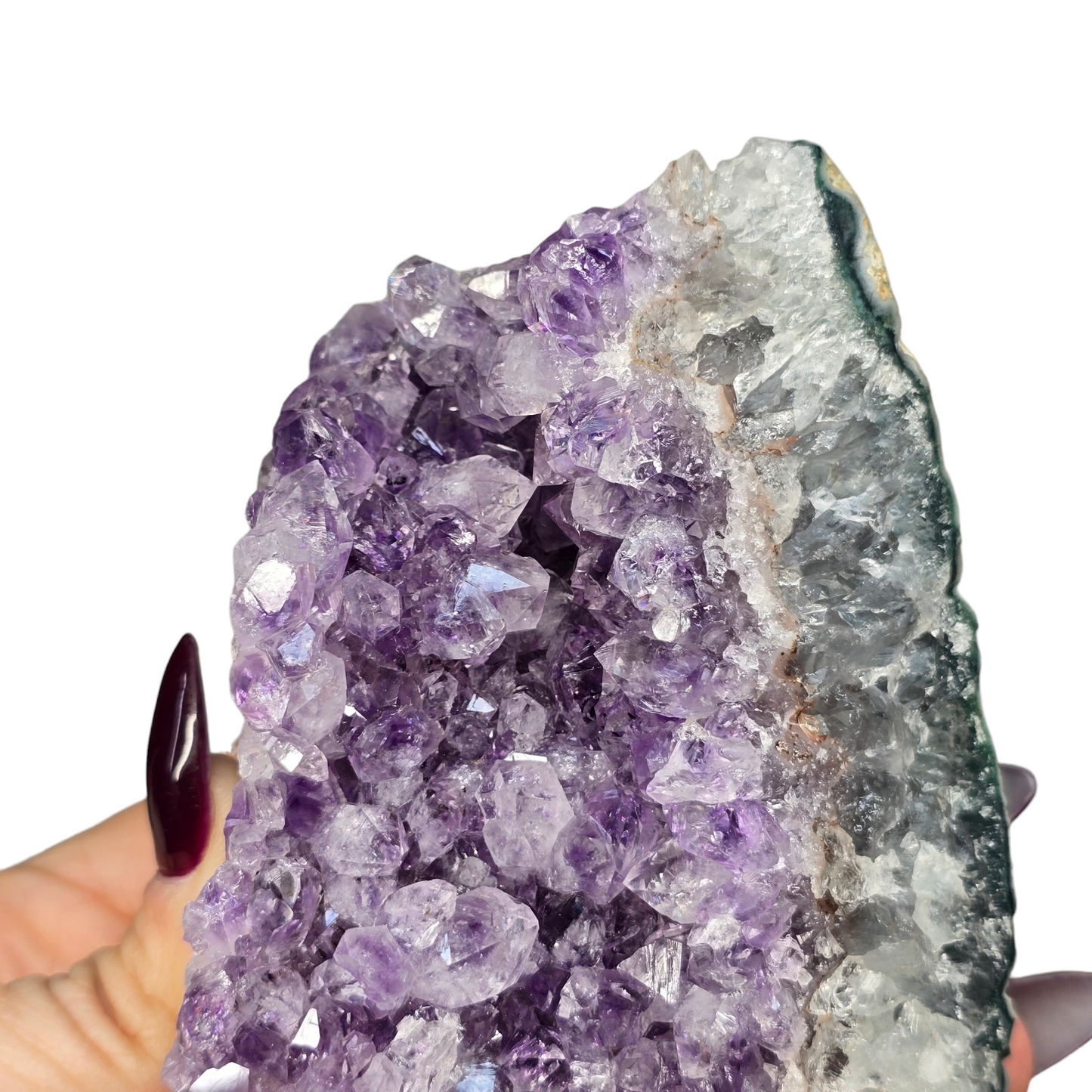 Amethyst Natural Druzy on Metal Rod Stand VI | Natural Crystal Polished Edge & Raw Stone