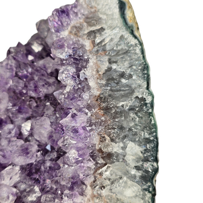 Amethyst Natural Druzy on Metal Rod Stand VI | Natural Crystal Polished Edge & Raw Stone