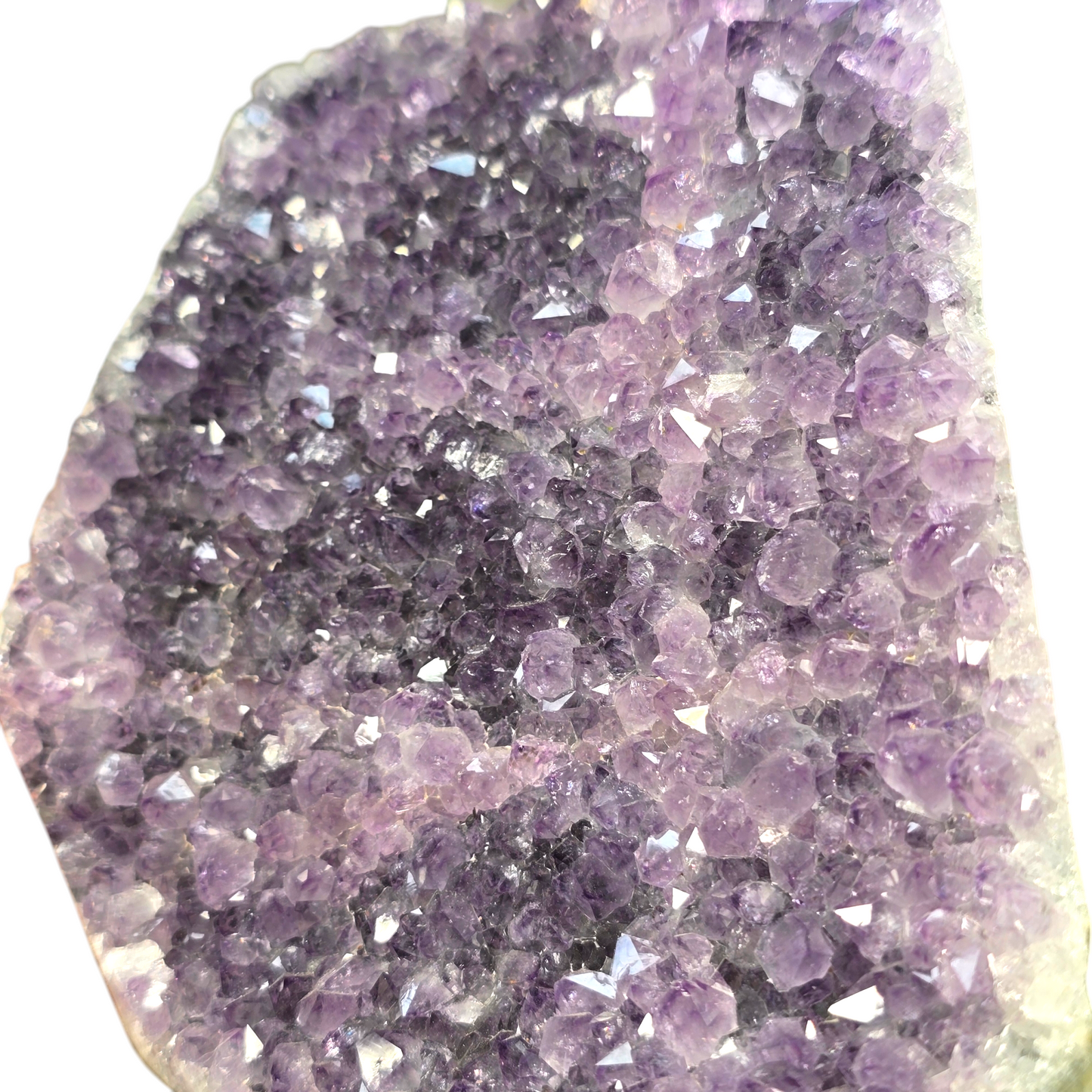 1.9lb Amethyst Natural Druzy on Metal Rod Stand II | Natural Crystal Polished Edge & Raw Stone