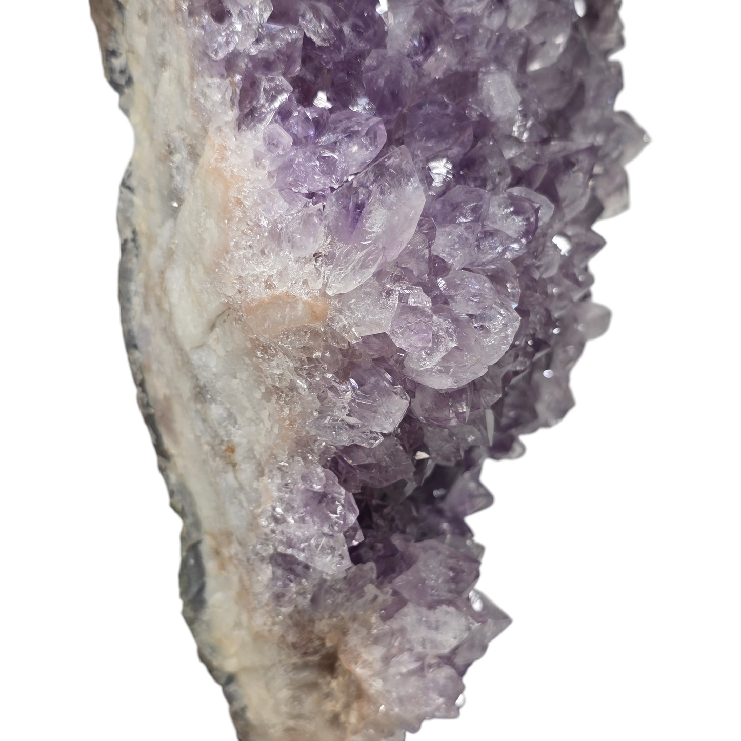 4.5lb Amethyst Natural Druzy on Metal Rod Stand IV | Natural Crystal Polished Edge & Raw Stone