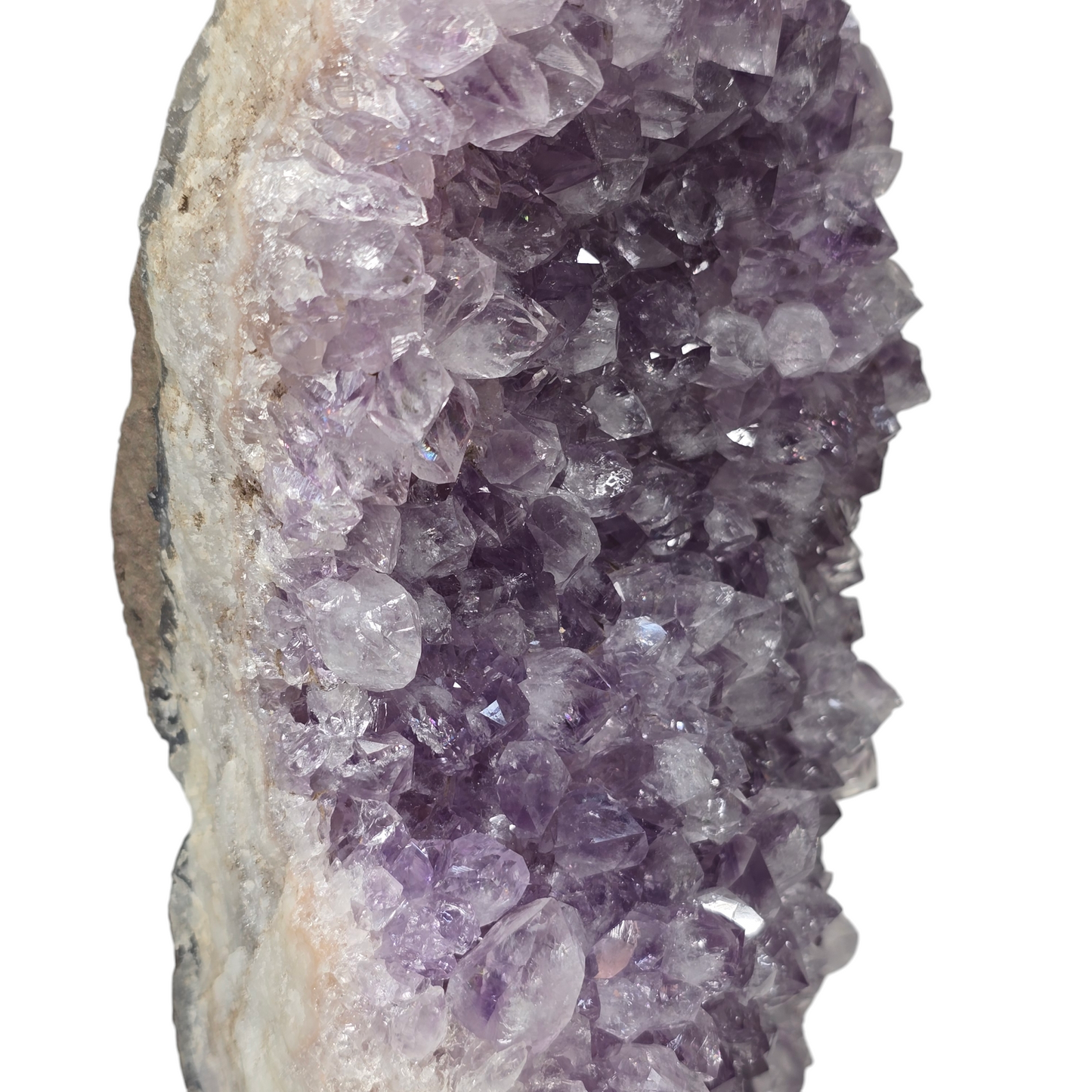 4.5lb Amethyst Natural Druzy on Metal Rod Stand IV | Natural Crystal Polished Edge & Raw Stone