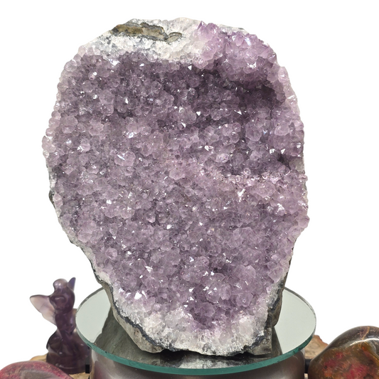 4.2lb Amethyst Druzy Cave Cluster I | Natural Crystal Raw Flat Bottom Stone