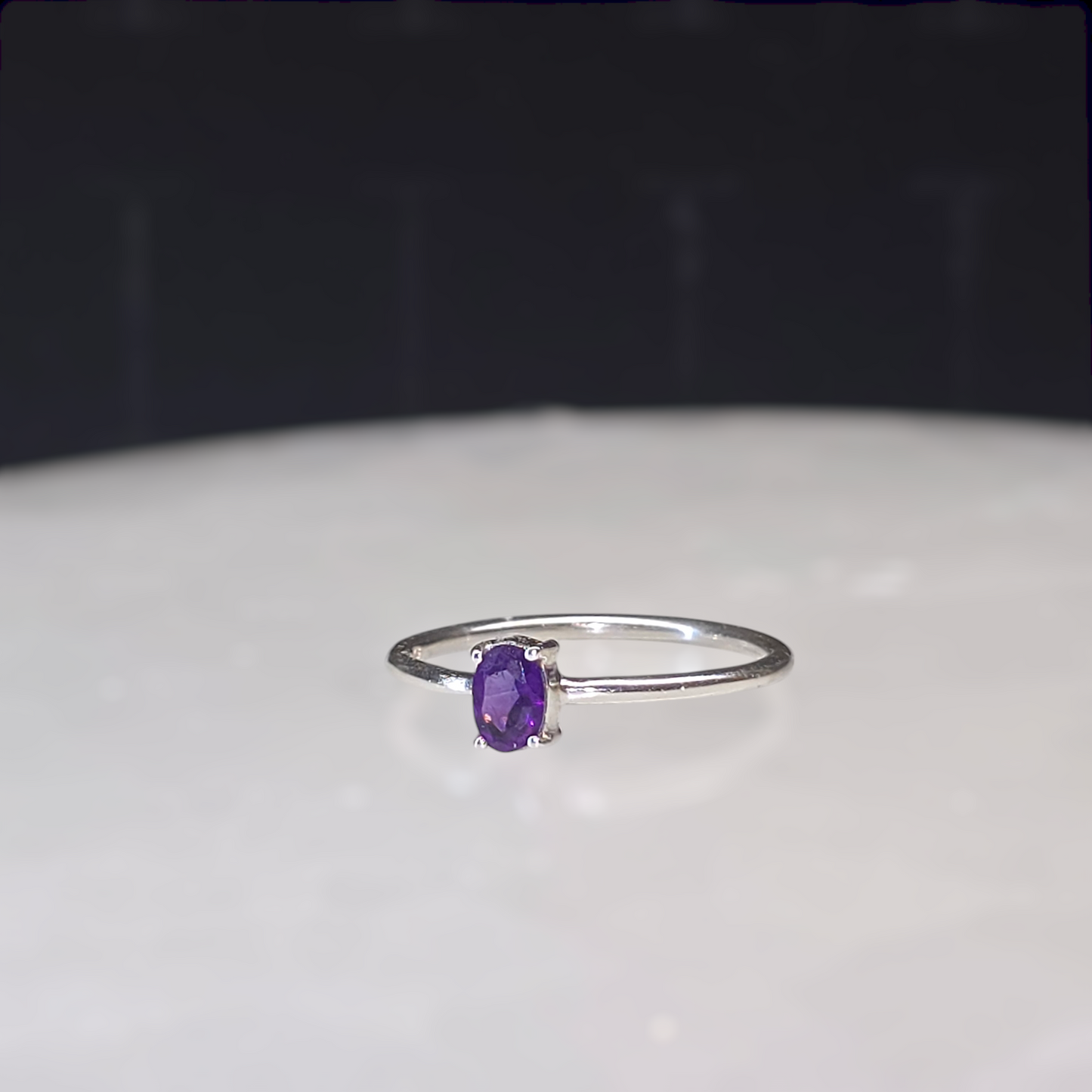 Amethyst Crystal Sterling Silver Ring sz9