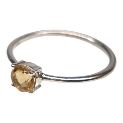 Citrine Crystal Sterling Silver Ring sz9