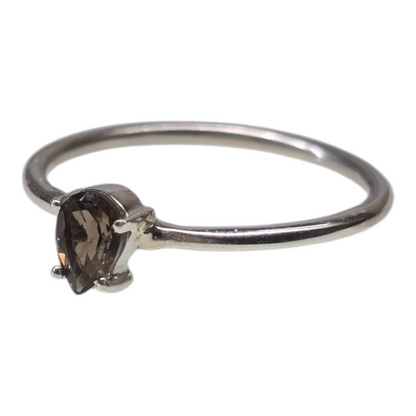 Smoky Quartz Crystal Sterling Silver Ring sz9