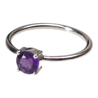 Amethyst Crystal Sterling Silver Ring sz6