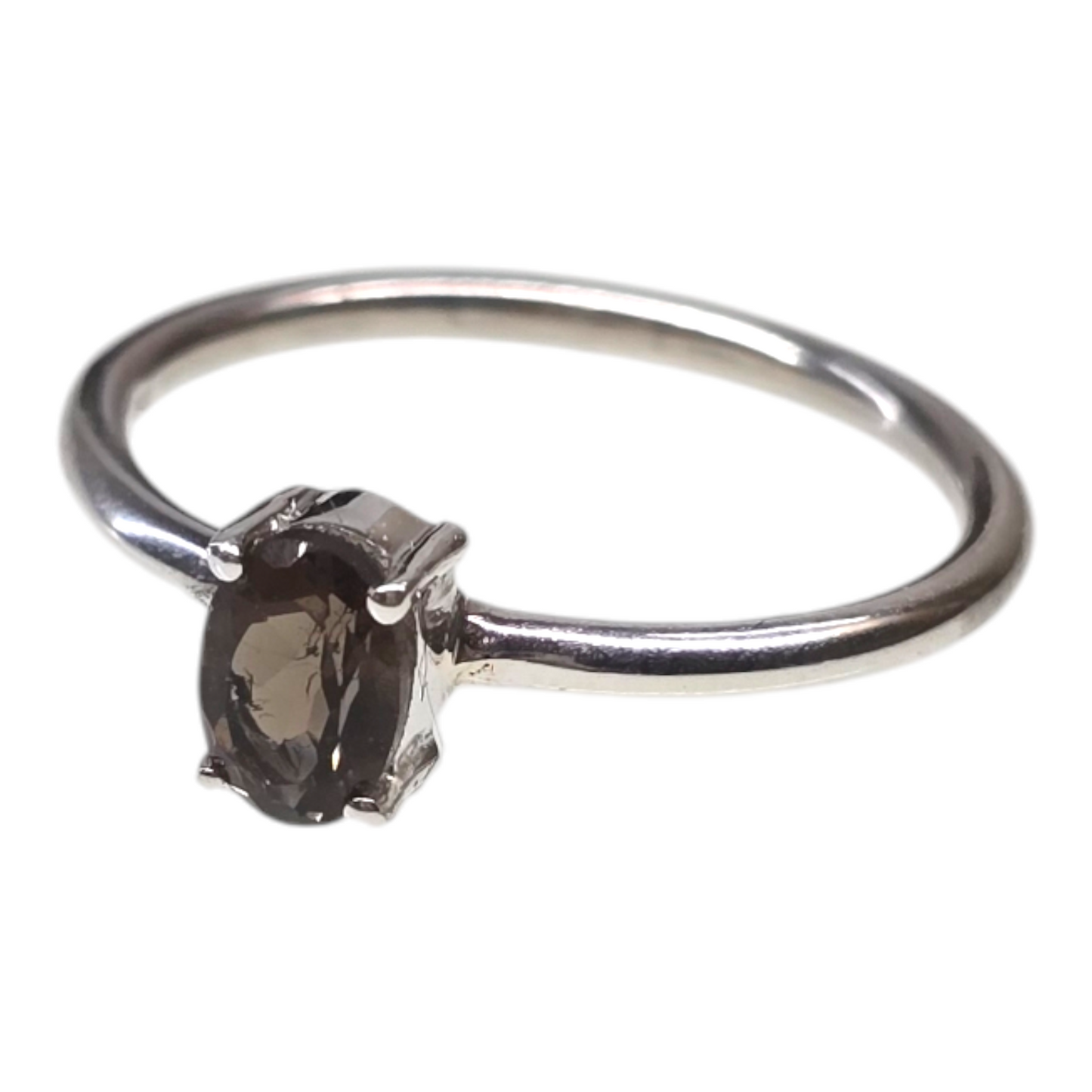 Smoky Quartz Crystal Sterling Silver Ring sz7