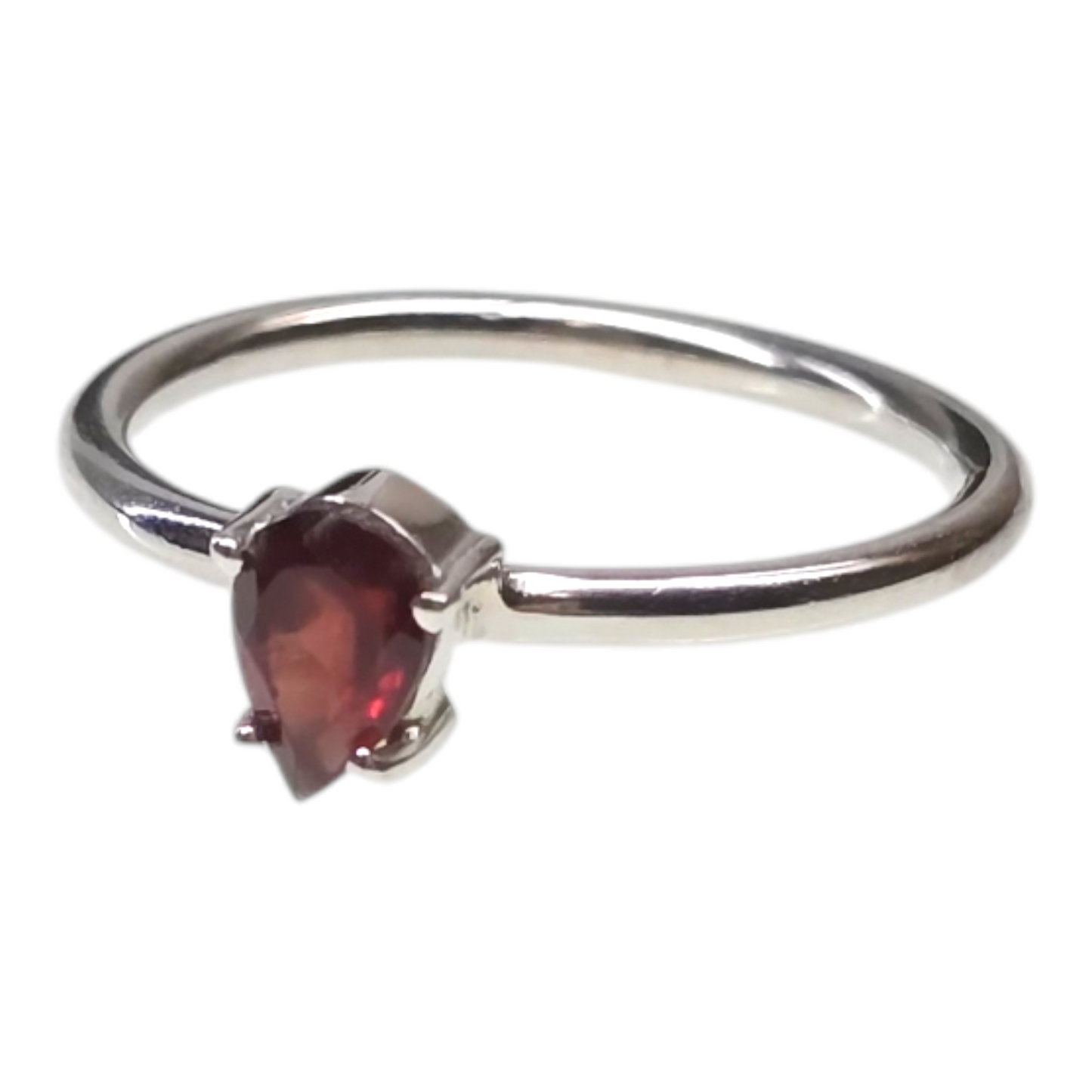 Garnet Teardrop Crystal Sterling Silver Ring sz6