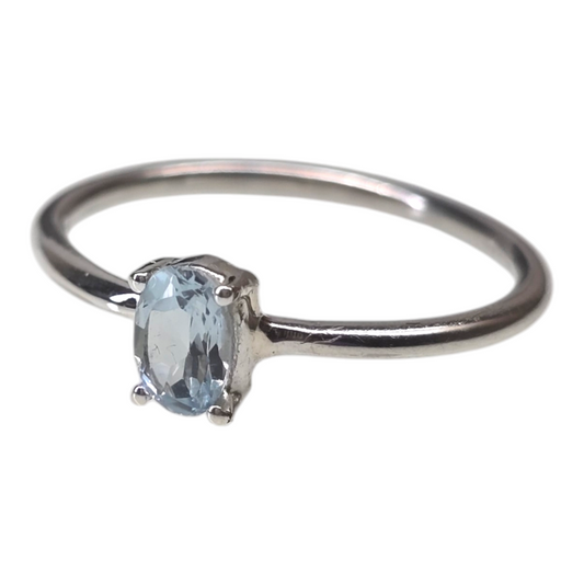 Blue Topaz Crystal Sterling Silver Ring sz8