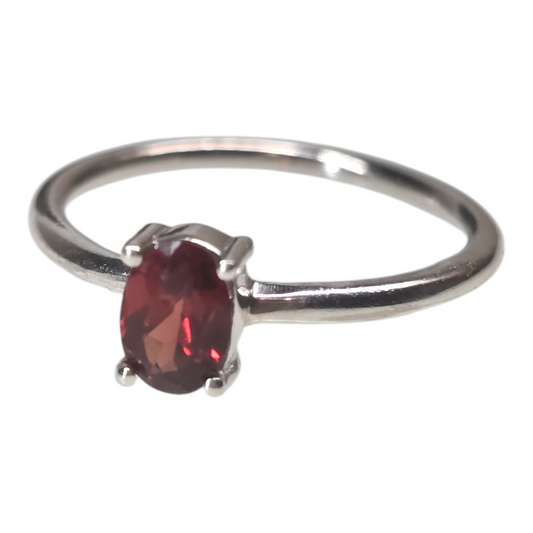 Garnet Crystal Sterling Silver Ring sz5