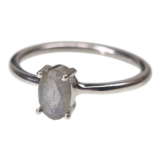 Labradorite Crystal Sterling Silver Ring sz5