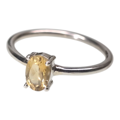 Citrine Crystal Sterling Silver Ring sz6