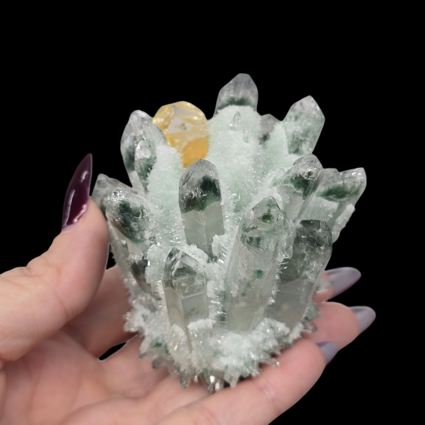 7.7oz Green Cactus Quartz Cluster Druzy | Natural Crystal & Stone Specimen | Unique Metaphysical Healing Witchy Gift