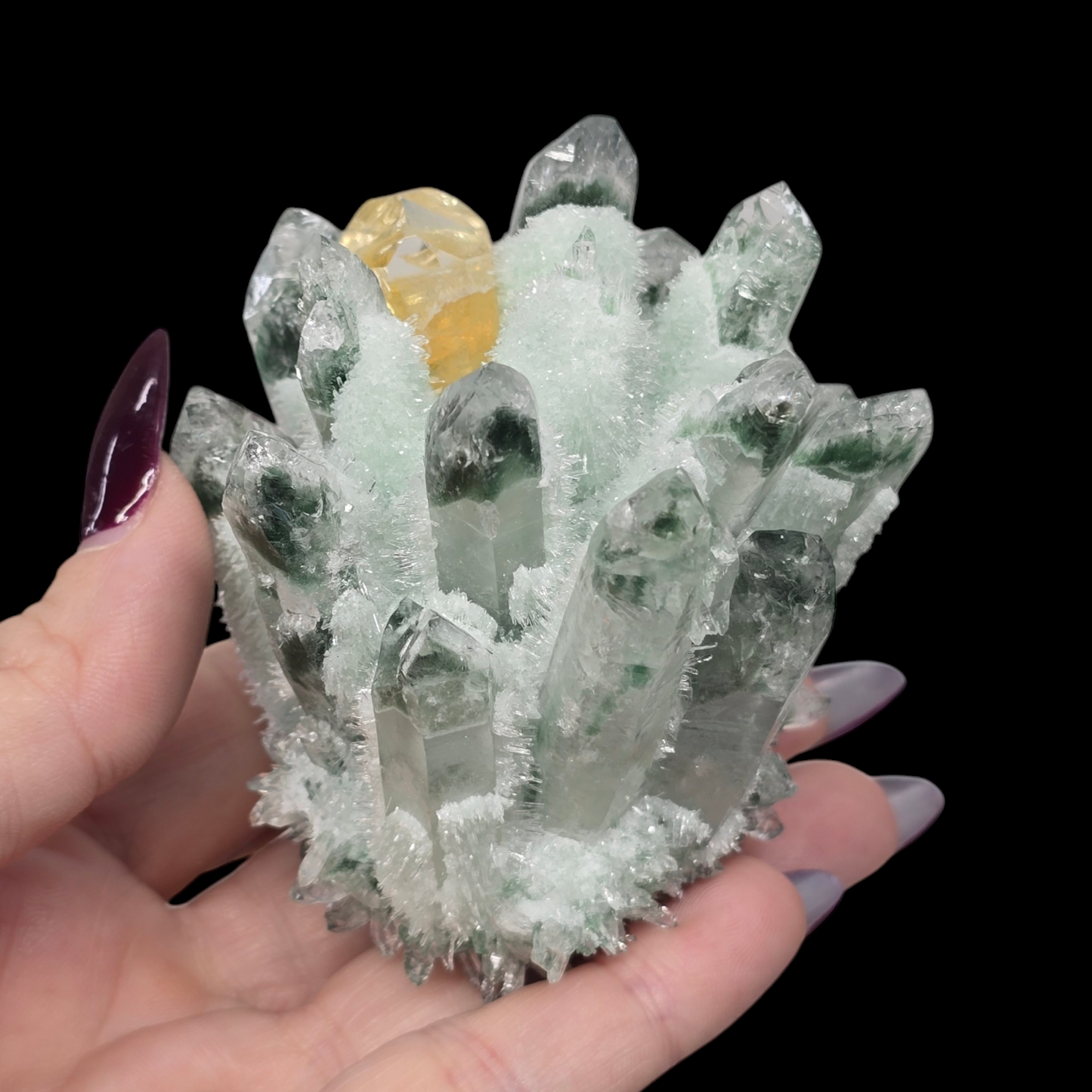 7.7oz Green Cactus Quartz Cluster Druzy | Natural Crystal & Stone Specimen | Unique Metaphysical Healing Witchy Gift