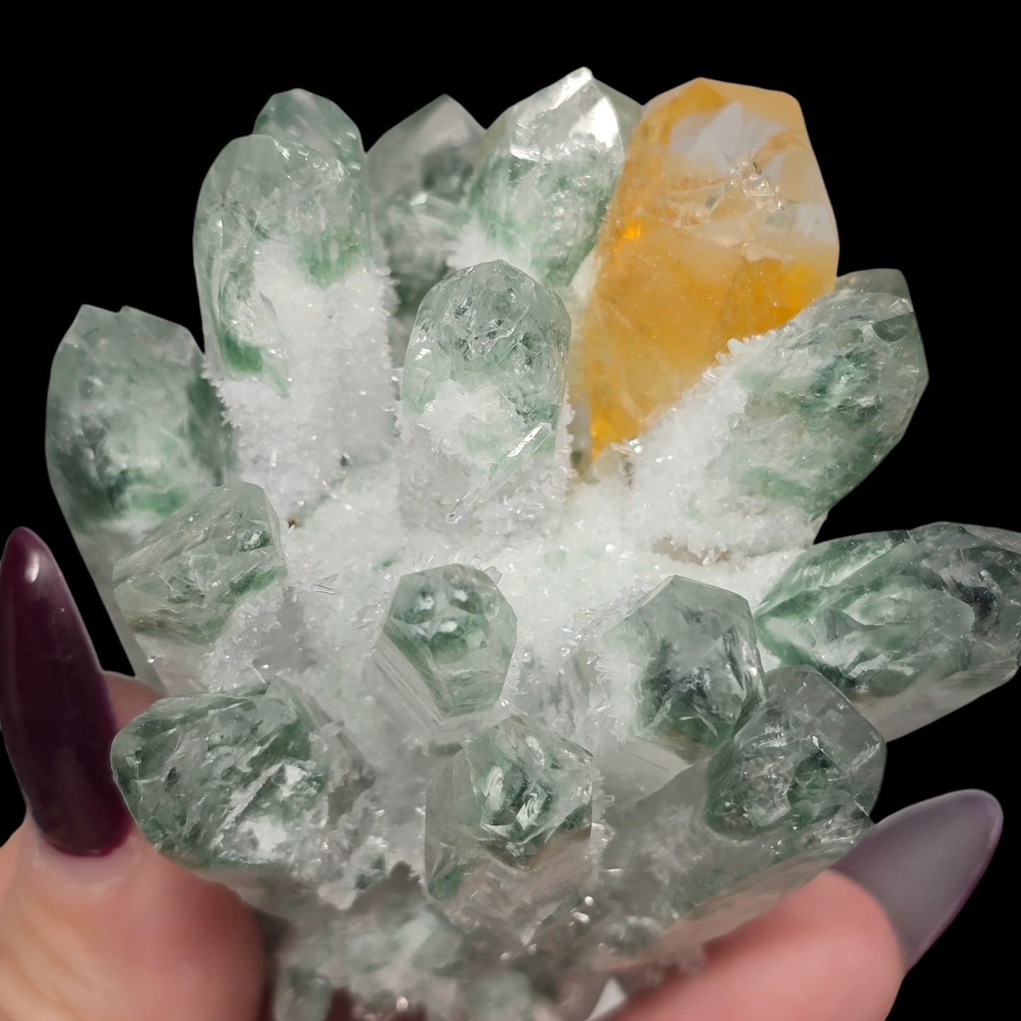 7.7oz Green Cactus Quartz Cluster Druzy | Natural Crystal & Stone Specimen | Unique Metaphysical Healing Witchy Gift