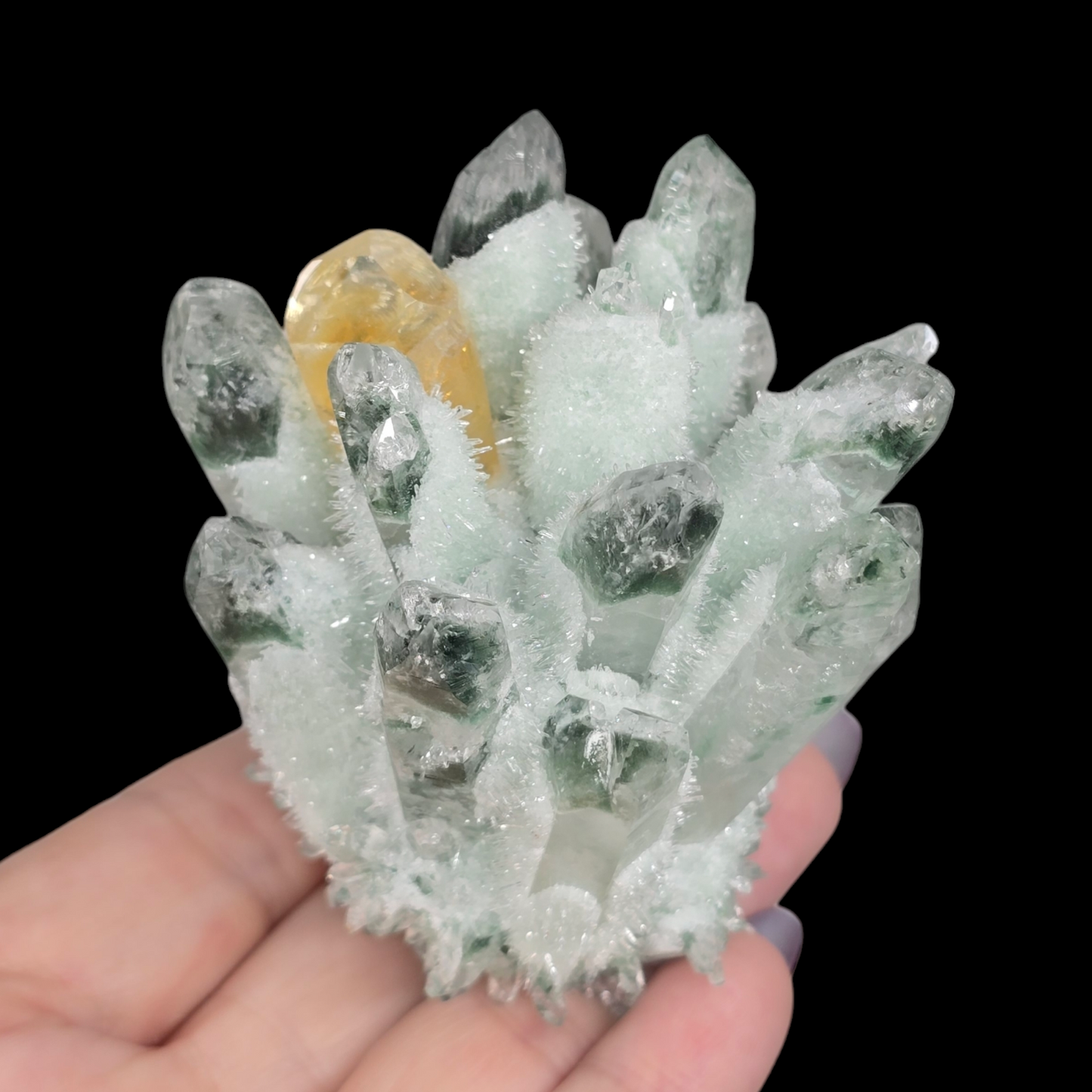 9oz Green Cactus Quartz Cluster Druzy | Natural Crystal & Stone Specimen | Unique Metaphysical Healing Witchy Gift