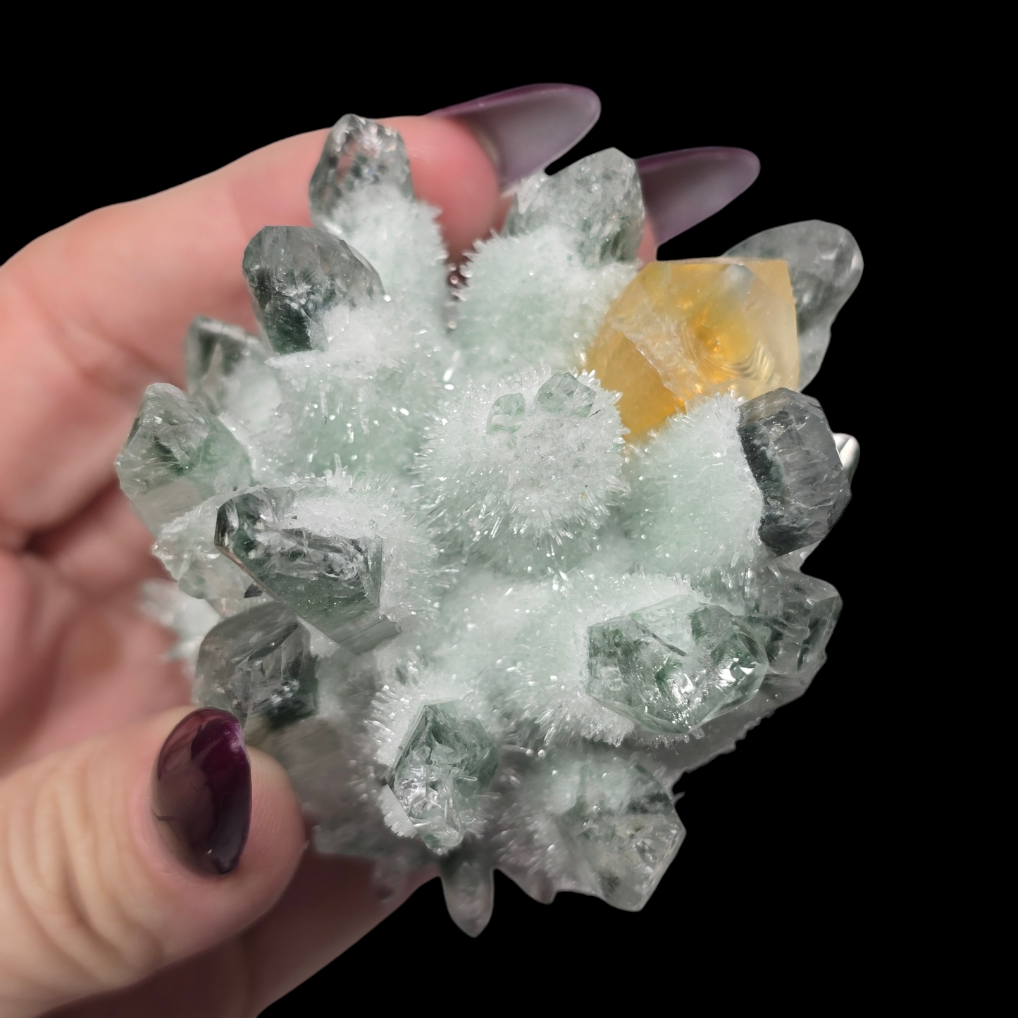 9oz Green Cactus Quartz Cluster Druzy | Natural Crystal & Stone Specimen | Unique Metaphysical Healing Witchy Gift