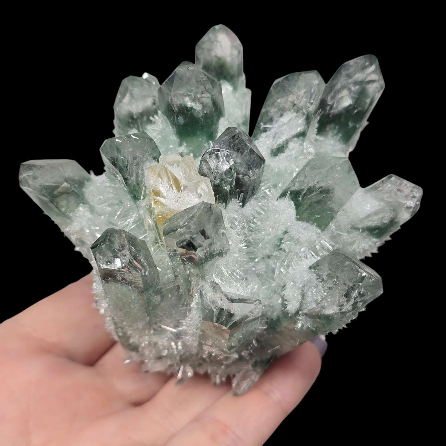 13.7oz Green Cactus Quartz Cluster Druzy | Natural Crystal & Stone Specimen | Unique Metaphysical Healing Witchy Gift