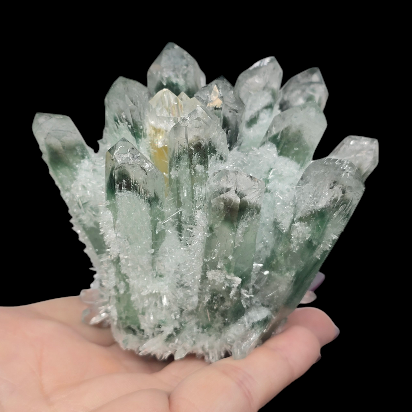 13.7oz Green Cactus Quartz Cluster Druzy | Natural Crystal & Stone Specimen | Unique Metaphysical Healing Witchy Gift