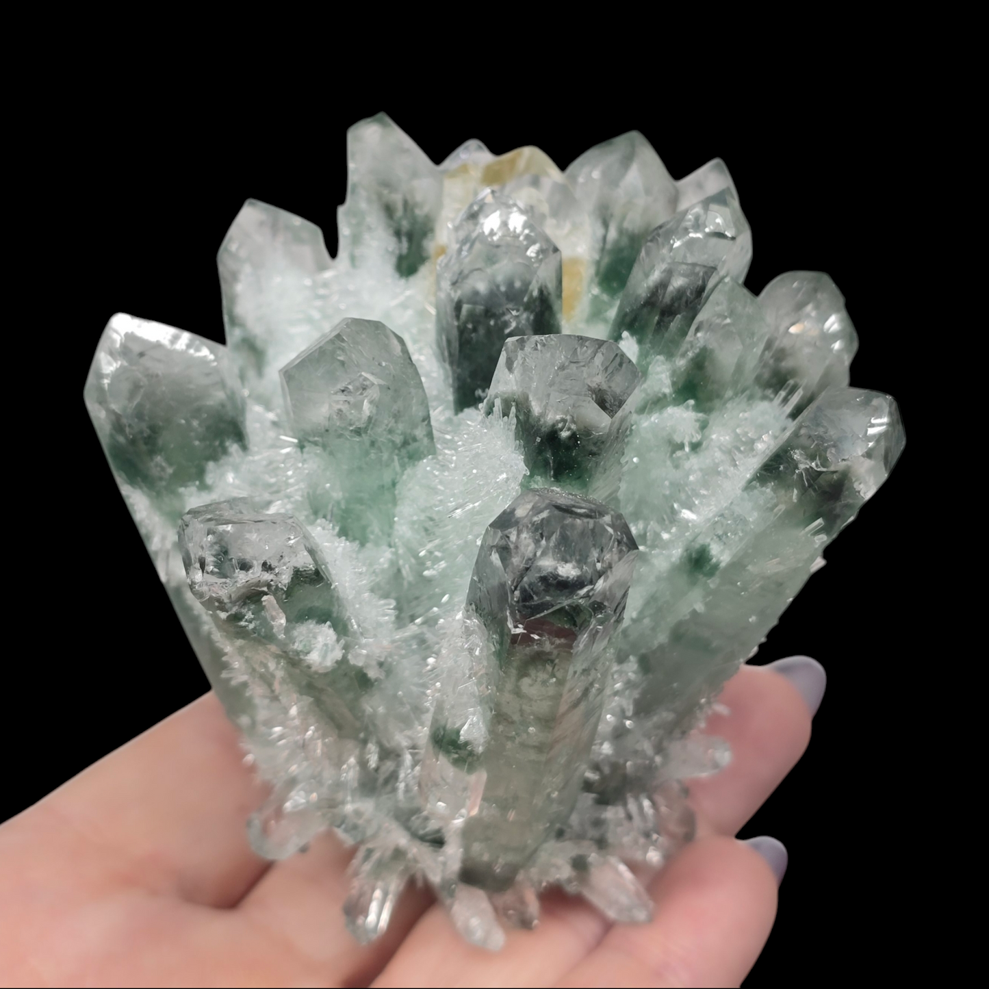 13.7oz Green Cactus Quartz Cluster Druzy | Natural Crystal & Stone Specimen | Unique Metaphysical Healing Witchy Gift