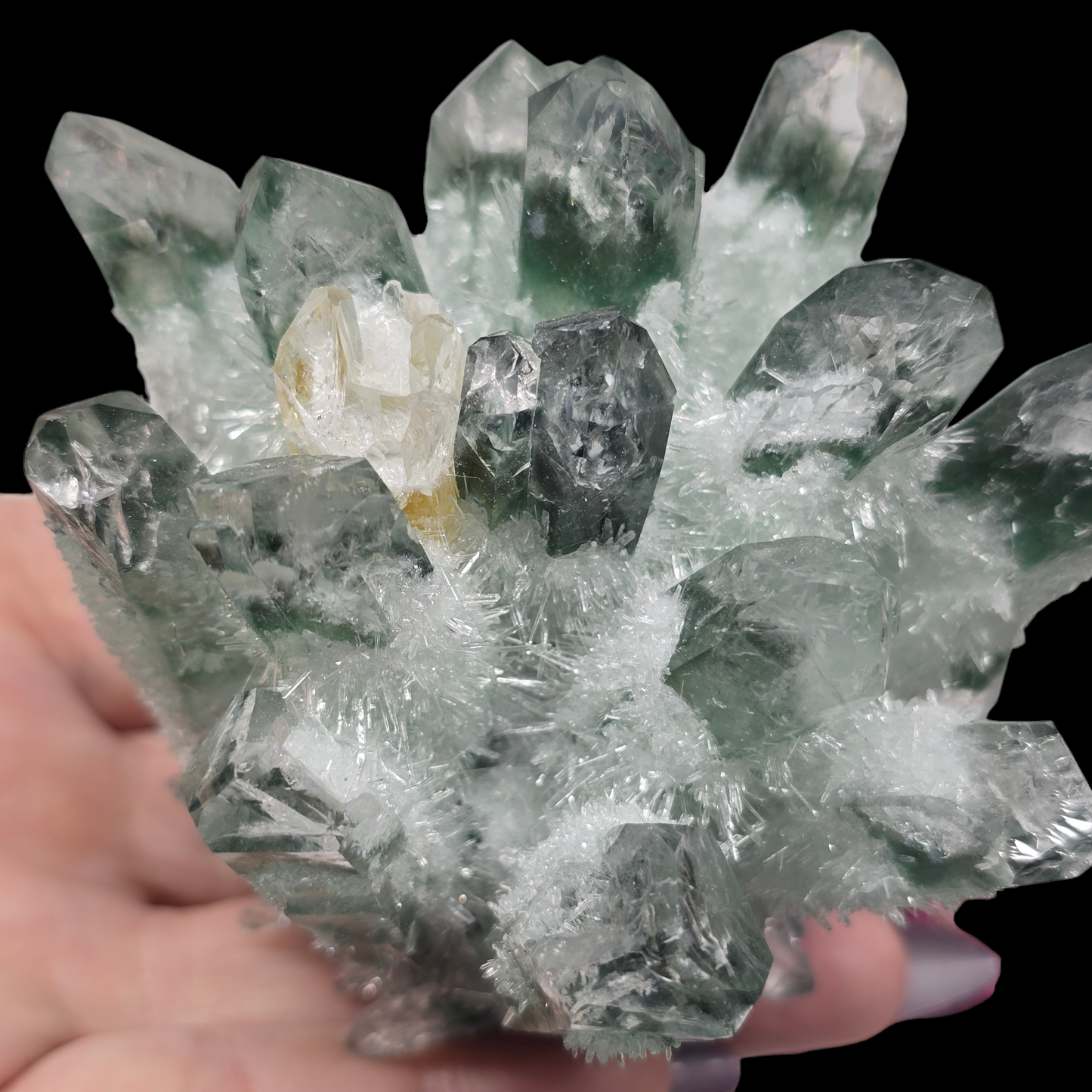 13.7oz Green Cactus Quartz Cluster Druzy | Natural Crystal & Stone Specimen | Unique Metaphysical Healing Witchy Gift