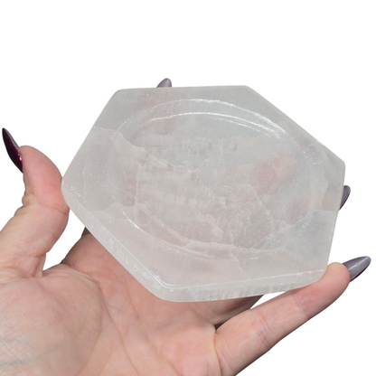 5" Selenite Hexagon Crystal Offering | Charging Dish | Trinket Bowl