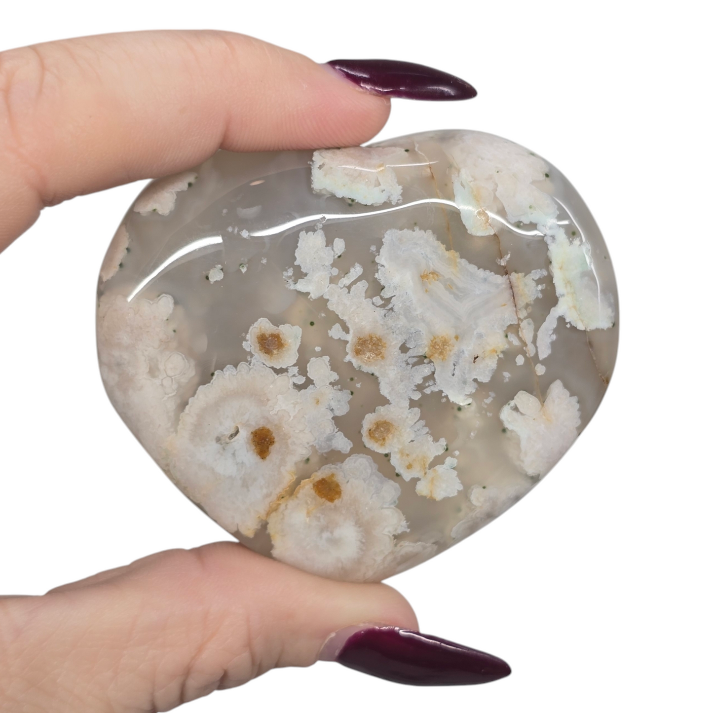 Flower Agate Plump 3D Hearts | Natural Crystal & Stone Carving