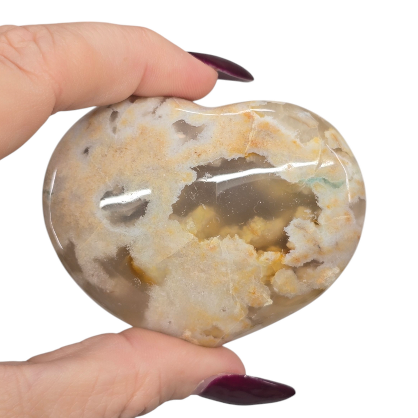 Flower Agate Plump 3D Hearts | Natural Crystal & Stone Carving