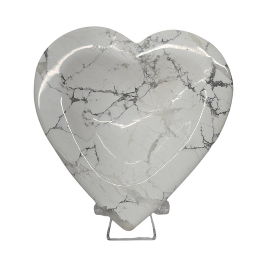 3" Howlite Heart Crystal Offering Dish | Trinket Bowl