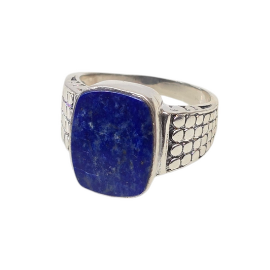 Lapis Lazuli Crystal Sterling Silver Men's Ring sz10.5