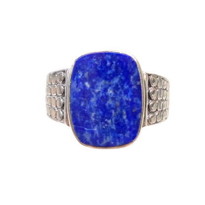 Lapis Lazuli Crystal Sterling Silver Men's Ring sz10.5