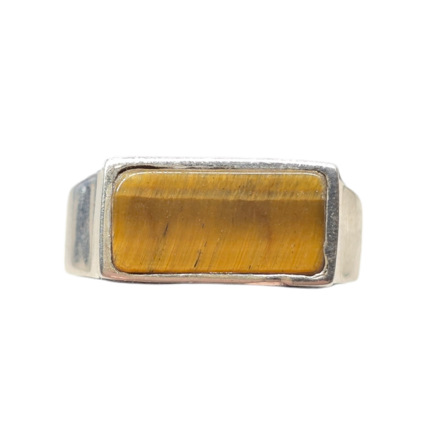 Tiger's Eye Crystal Sterling Silver Men's Ring sz9