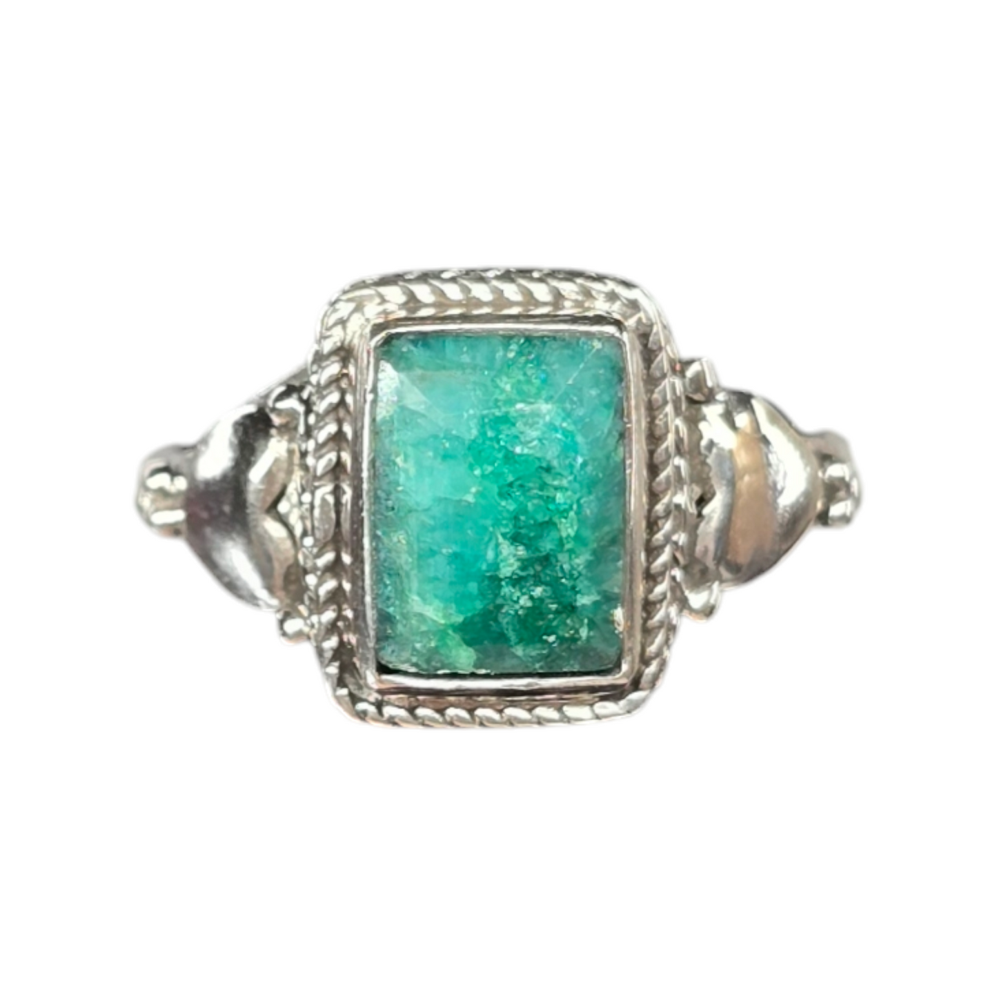 Emerald Crystal Sterling Silver Ring sz6