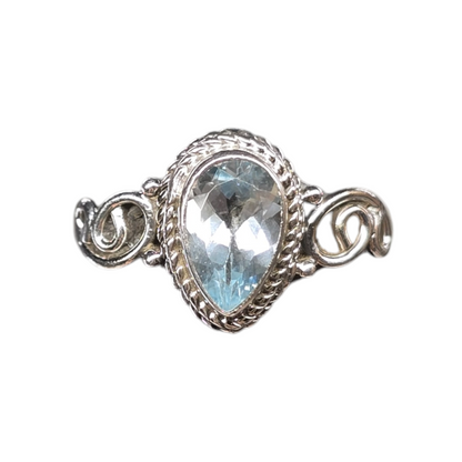 Aquamarine Crystal Sterling Silver Ring sz5