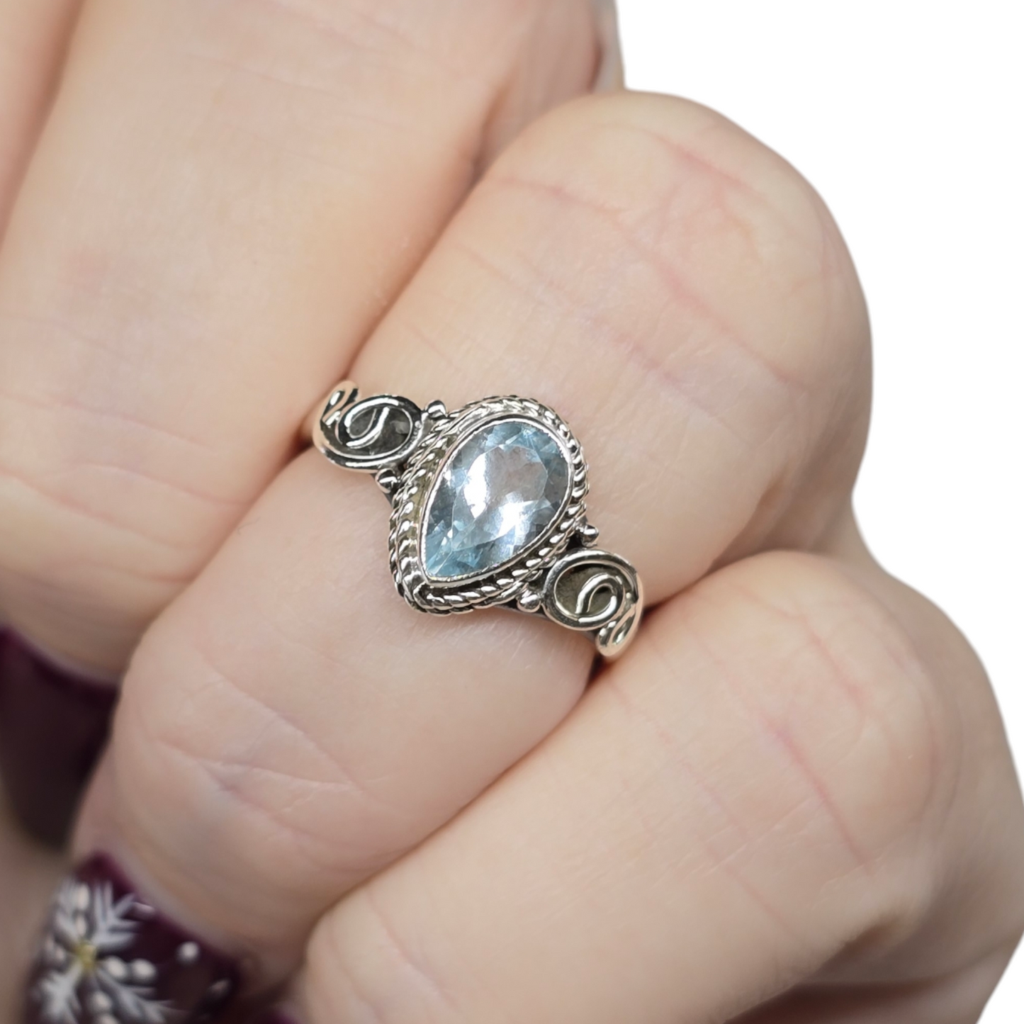 Aquamarine Crystal Sterling Silver Ring sz5