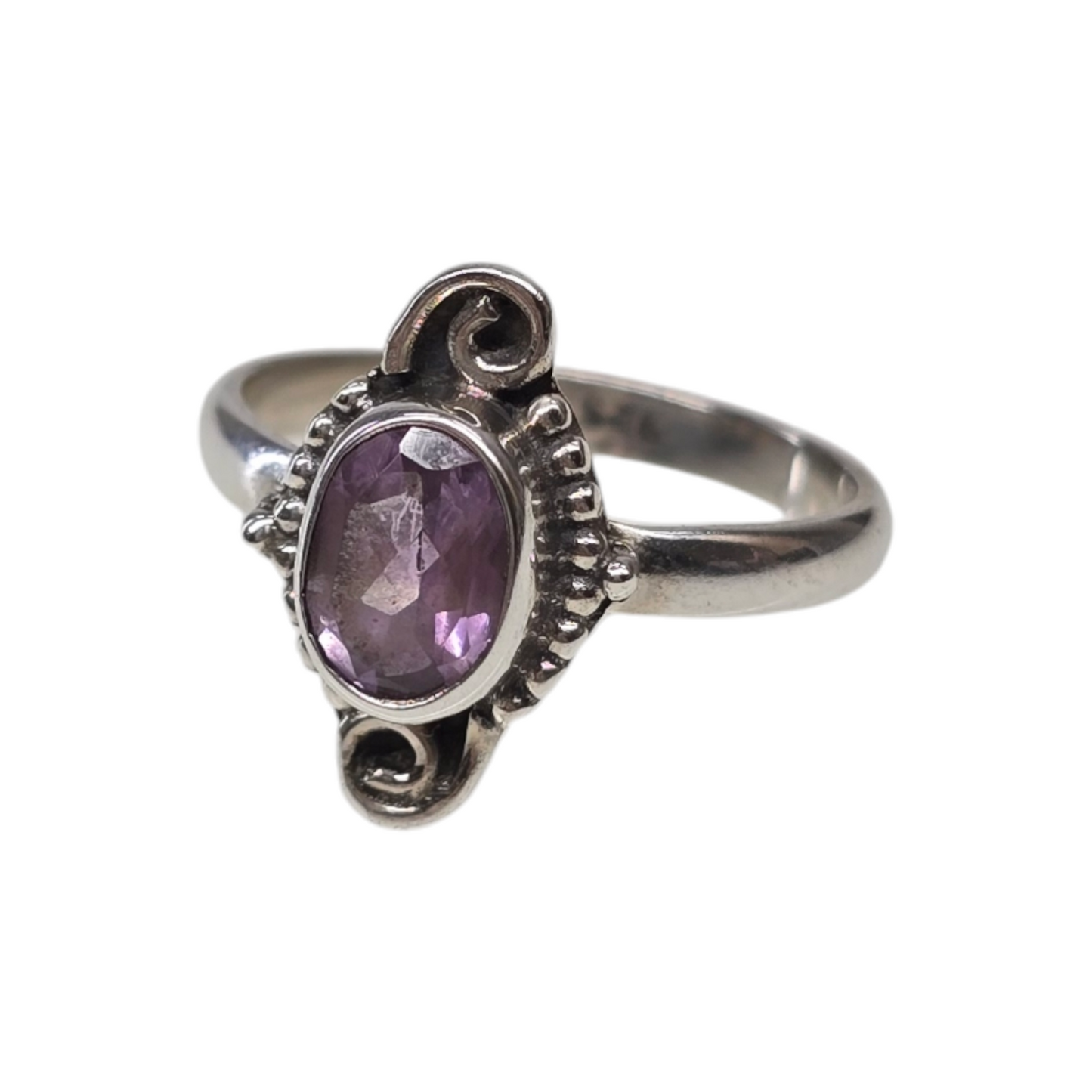 Amethyst Crystal Sterling Silver Ring sz5